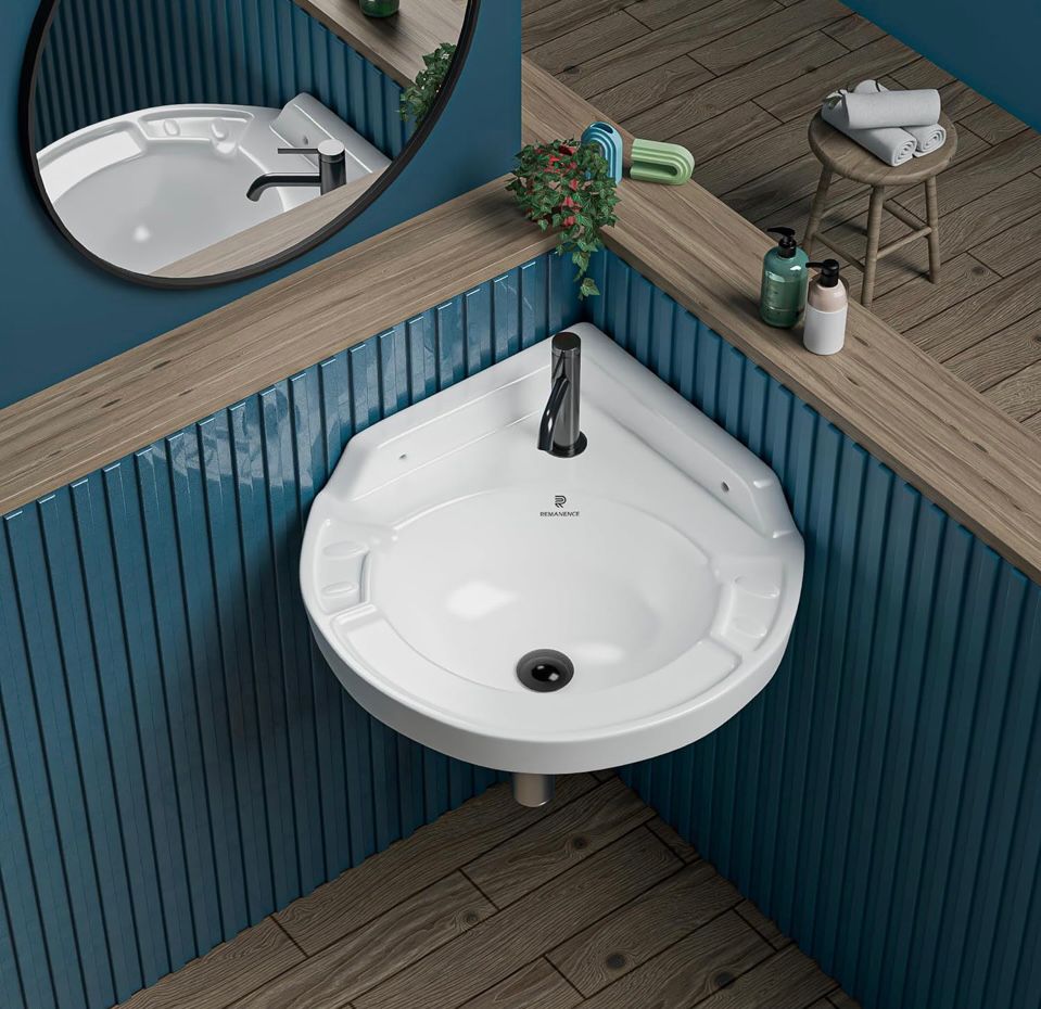 REMANENCE Ceramic Wall Hung Corner Wash